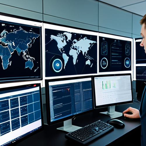 A diverse team of professional cybersecurity analysts, fully clothed in modest business attire, are intensely collaborating within a modern Security Operations Center (SOC). They are gathered around a central workstation, looking at multiple large monitors displaying complex network diagrams, data analytics, and real-time threat maps. The atmosphere is focused and collaborative, conveying a sense of shared problem-solving. The background features server racks and more screens, creating a high-tech environment. Safe for work, appropriate content, fully clothed, professional, modest, perfect anatomy, correct proportions, natural pose, well-formed hands, proper finger count, natural body proportions, high quality.