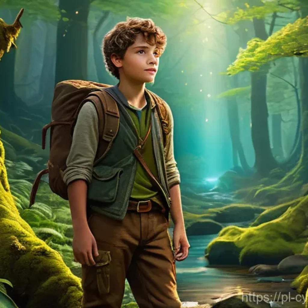 사이버 공격 대응을 위한 시스템 모니터링 기법 - A vibrant, high-definition fantasy illustration depicting a young adventurer, approximately 16 years...