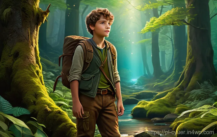 사이버 공격 대응을 위한 시스템 모니터링 기법 - A vibrant, high-definition fantasy illustration depicting a young adventurer, approximately 16 years...
