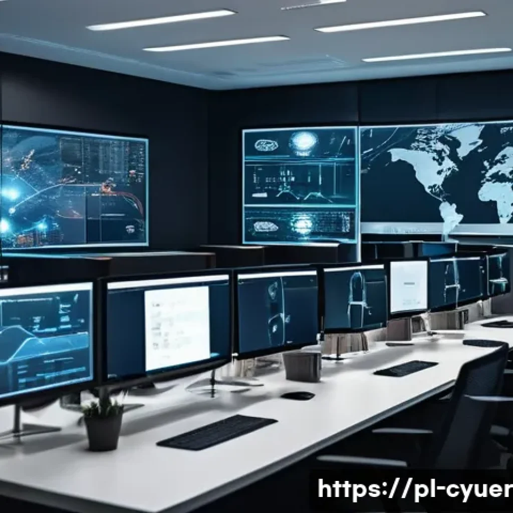 사이버 공격 대응을 위한 외부 컨설팅 활용법 - A modern corporate office environment with a diverse team of cybersecurity experts collaborating aro...