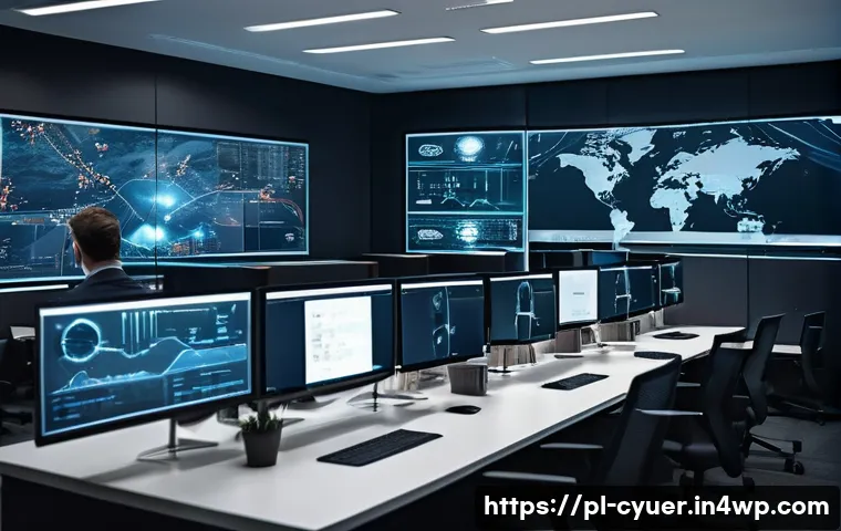 사이버 공격 대응을 위한 외부 컨설팅 활용법 - A modern corporate office environment with a diverse team of cybersecurity experts collaborating aro...
