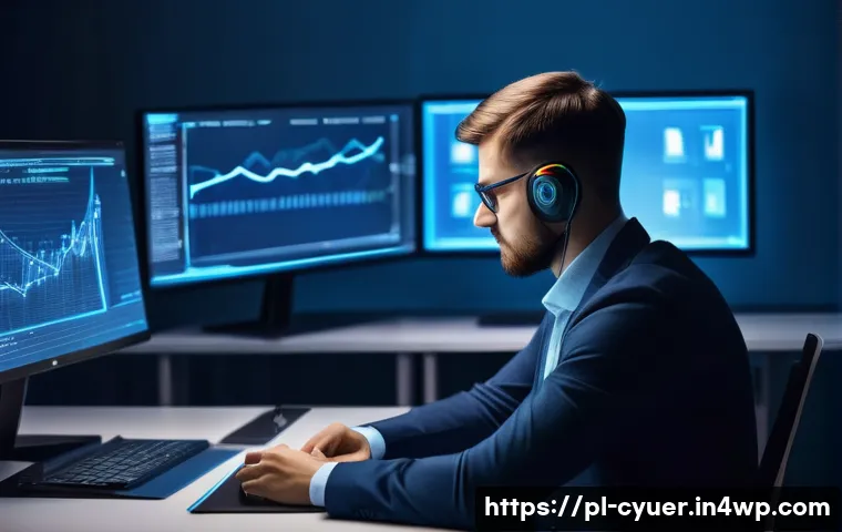 사이버 공격 대응을 위한 사건 대응 팀 구성 - A professional cybersecurity team specialist in a modern Polish office environment, focused on monit...